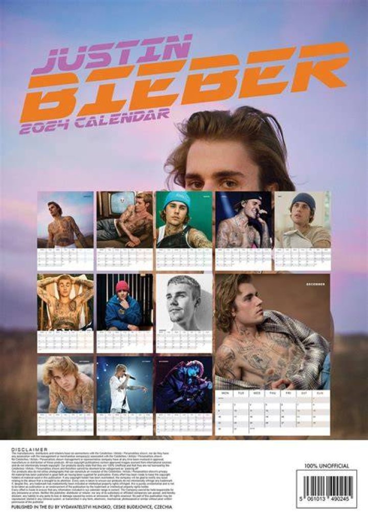 2024 Justin Bieber A3 Wall Calendar