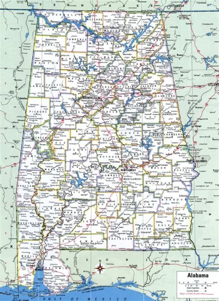 Alabama Counties Map Printable