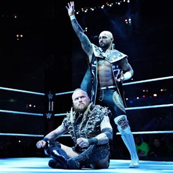 Aleister Black &amp; Ricochet during their tag team run in 2019.