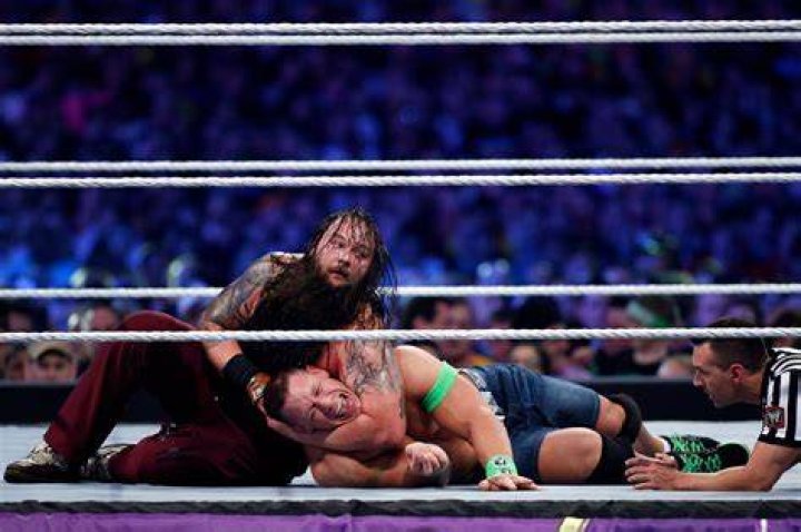 Bray Wyatt v John Cena v AJ Styles v Dean Ambrose v The Miz v Baron Corbin Elimination Chamber 2017 Cropped