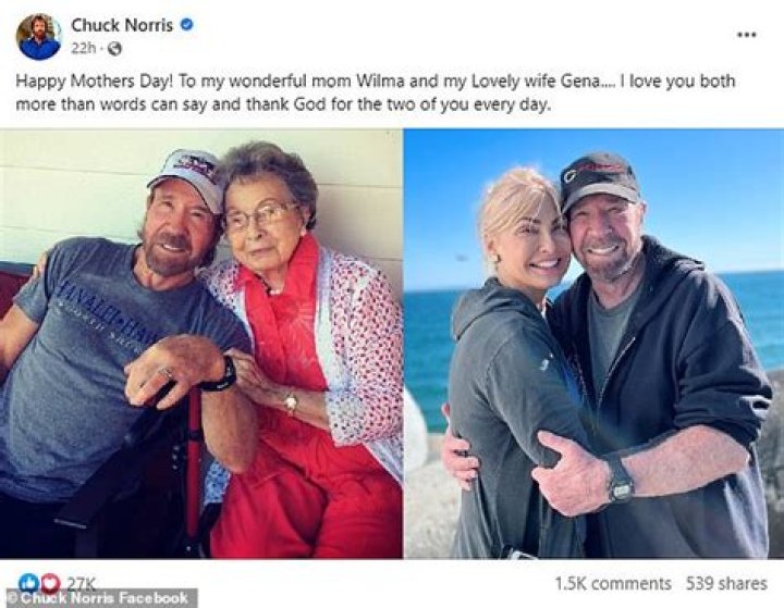 Chuck Norris Celebrates Mom's 102nd Birthday 'I Am Overwhelmed With