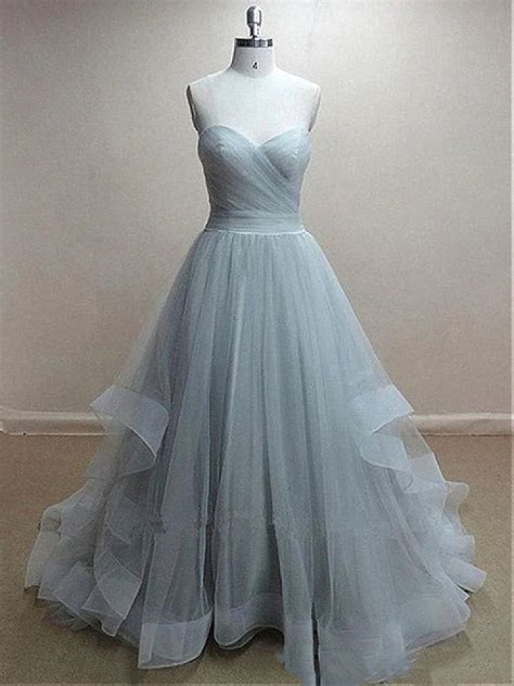 Custom Made Sweetheart Neck Light Blue Prom Dress with Cap Sleeves, Cap