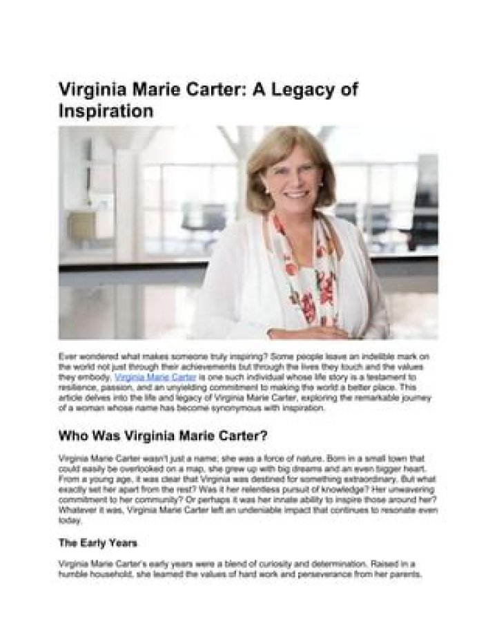 Exploring The Life And Legacy Of Virginia Marie Carter