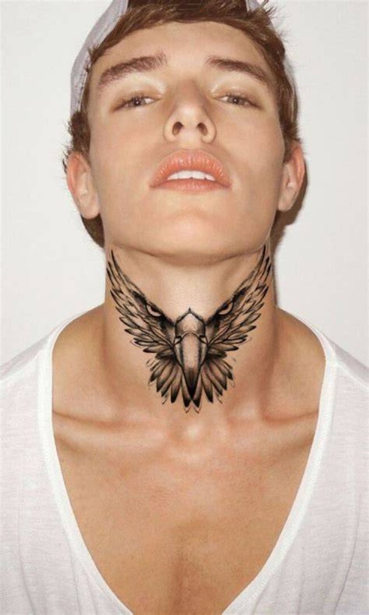Front of new neck tattoo em 2023