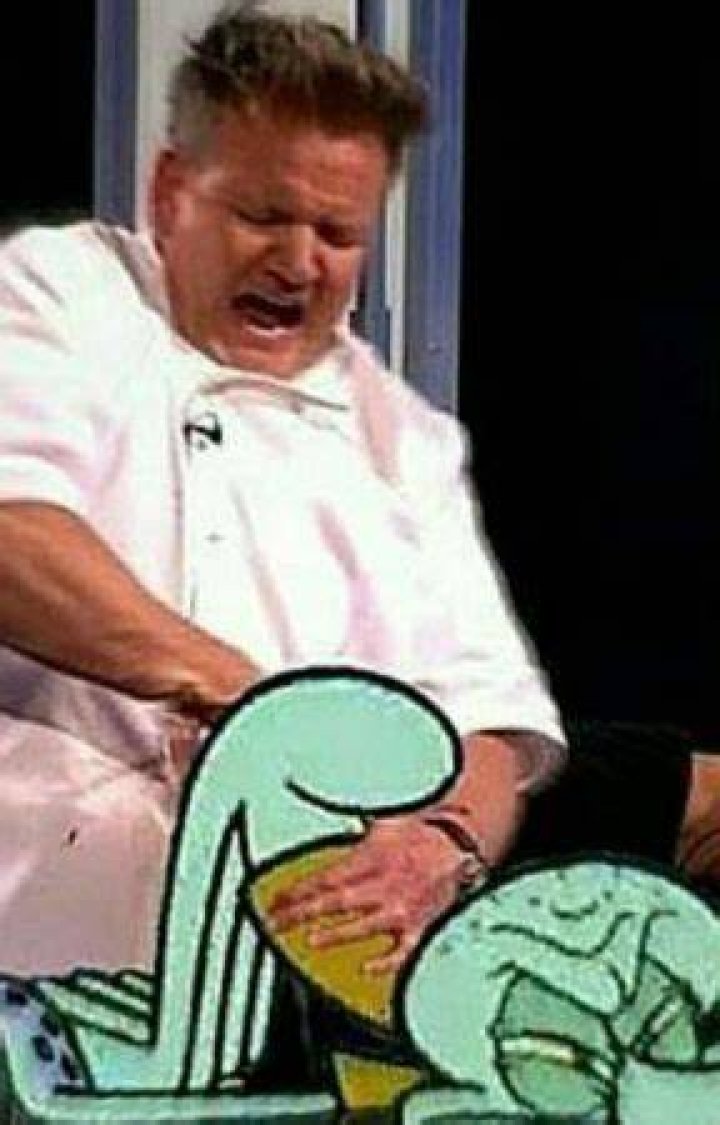 Gordon Ramsay as Squidward in Spongebob as a Biographical Comedy-Drama 