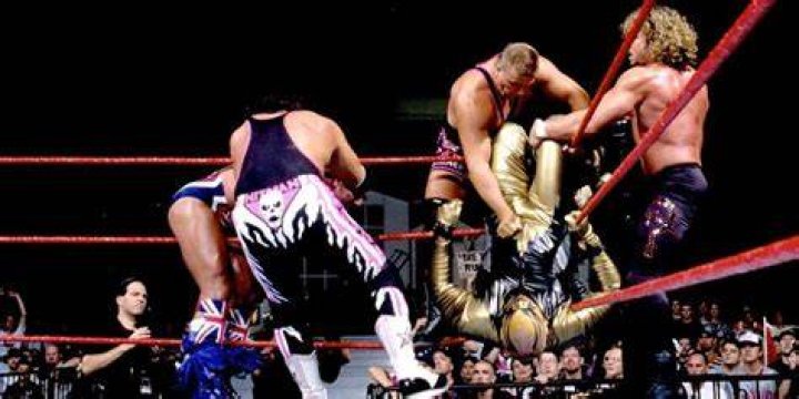Hart Foundation v Goldust, Shamrock, Austin & LOD Canadian Stampede 1997 Cropped