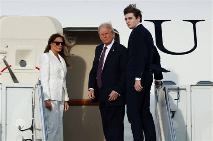Melania and Barron are seen together with Trump for the first time