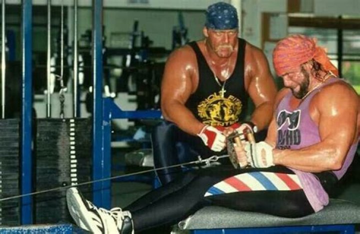 Randy Savage working out with his father
