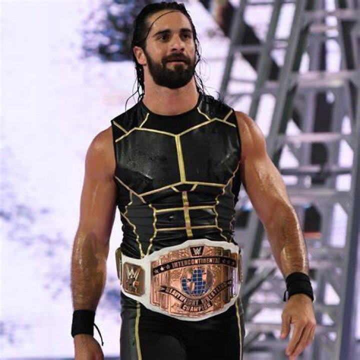 Seth Rollins with the Intercontinental Championship at WrestleMania 34