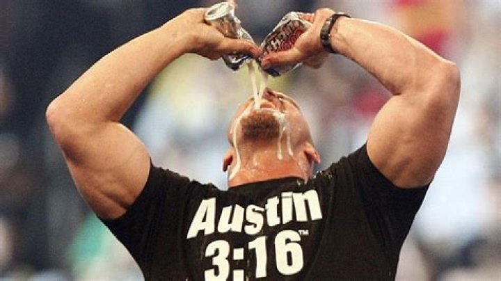 Stone Cold chugs beer
