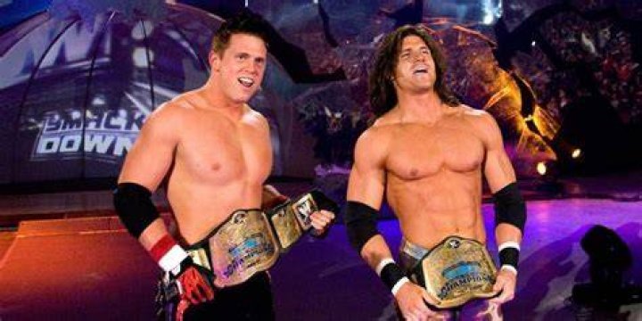 The Miz and John Morrison after winning the SmackDown Tag Team Championship.