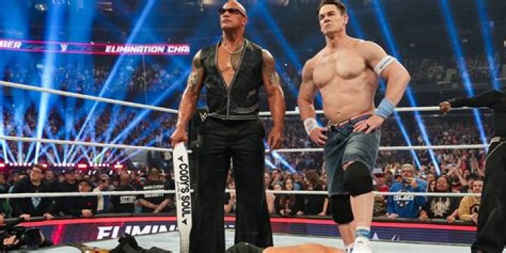 The Rock and John Cena backstage in WWE