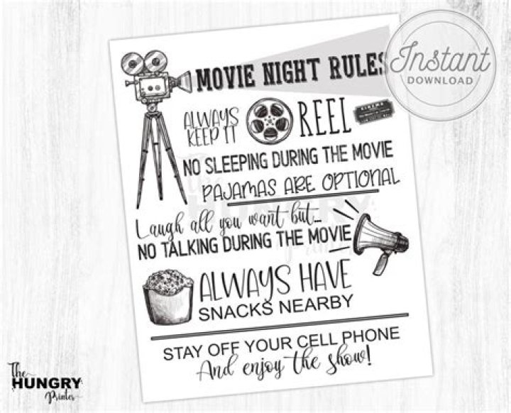 Theater Rules Sign Movie Night Rules Movie Theater Sign Etsy