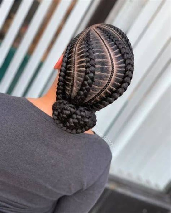 Thick Cornrows in a Bun HAIRSTYLES