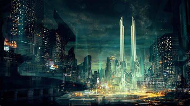 Wallpaper Futuristic City, Skyscrapers, SciFi, Buildings, Artwork